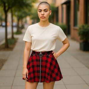 Hot Topic Red/black Plaid Skirt S Pockets Egirl Goth Whimsigoth Dark Academia